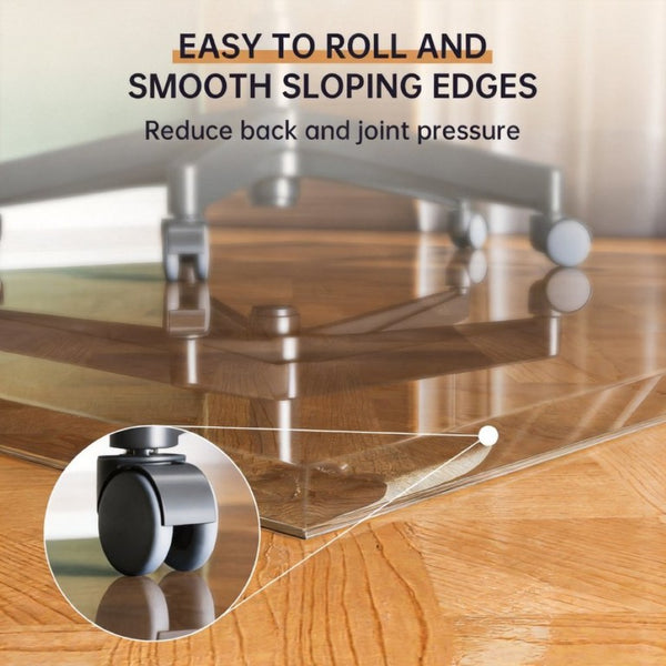 English Elm Tempered Glass Chair Mat Beveled Polished Edge Clear Floor Protector for Home Office W5765P515804
