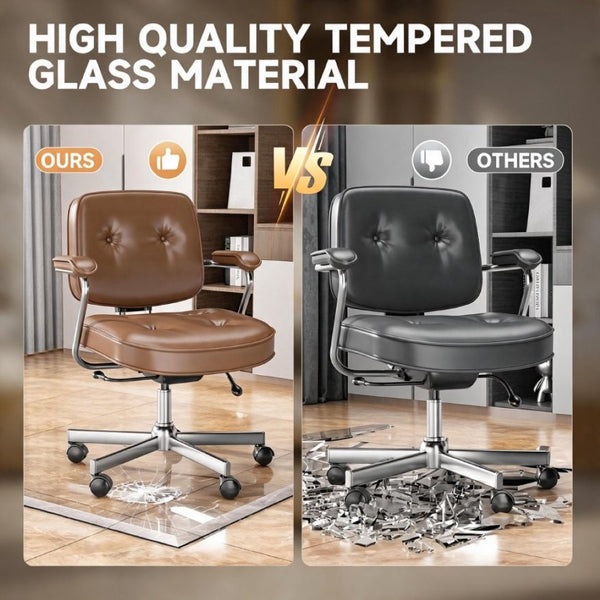 English Elm Tempered Glass Chair Mat with Polished Beveled Edge for Carpet or Hard Floors W5765P515806