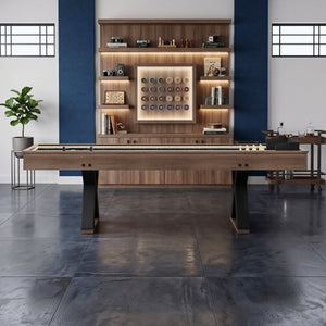 English Elm 9Ft Shuffleboard Bowling Combo Table with LED Rail MDF Wood Grain Game Room W5767P479260