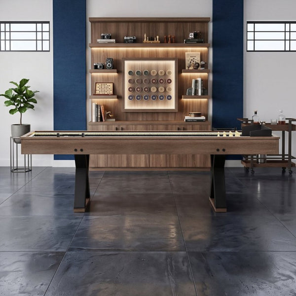 English Elm 9Ft Shuffleboard Bowling Combo Table with LED Rail MDF Wood Grain Game Room W5767P479260