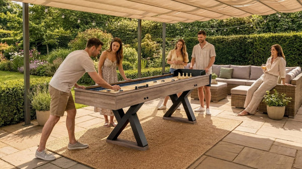 English Elm 9Ft Shuffleboard Bowling Combo Table with LED Rail MDF Wood Grain Game Room W5767P479260