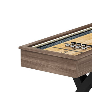 English Elm 9Ft Shuffleboard Bowling Combo Table with LED Rail MDF Wood Grain Game Room W5767P479260
