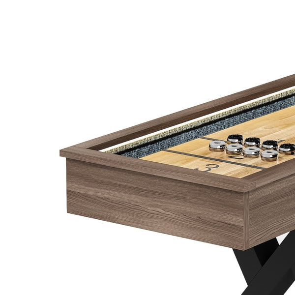 English Elm 9Ft Shuffleboard Bowling Combo Table with LED Rail MDF Wood Grain Game Room W5767P479260