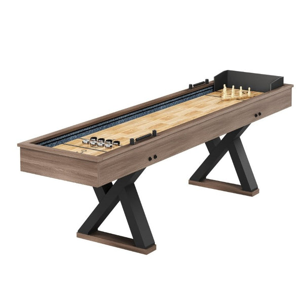 English Elm 9Ft Shuffleboard Bowling Combo Table with LED Rail MDF Wood Grain Game Room W5767P479260