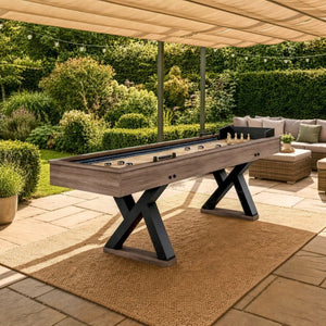 English Elm 9Ft Shuffleboard Bowling Combo Table with LED Rail MDF Wood Grain Game Room W5767P479260
