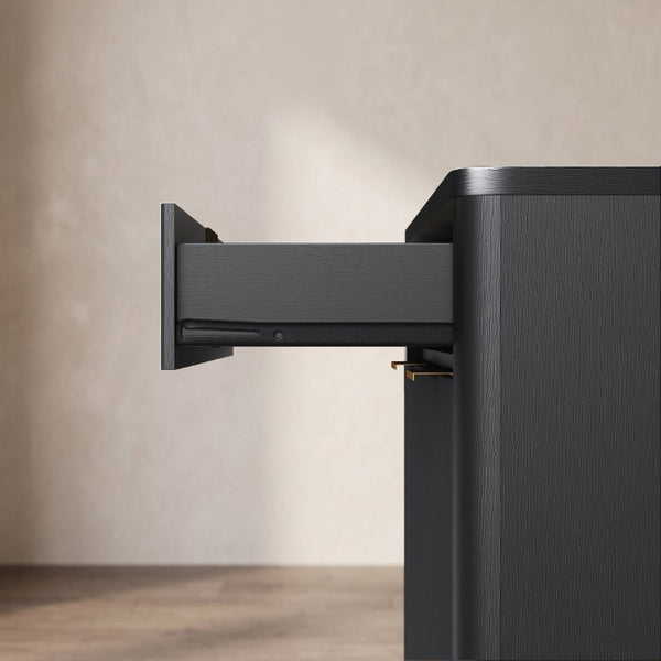 English Elm Freestanding File Cabinet with Charging Station Fluted Design and Adjustable Shelving Black W5767P504628