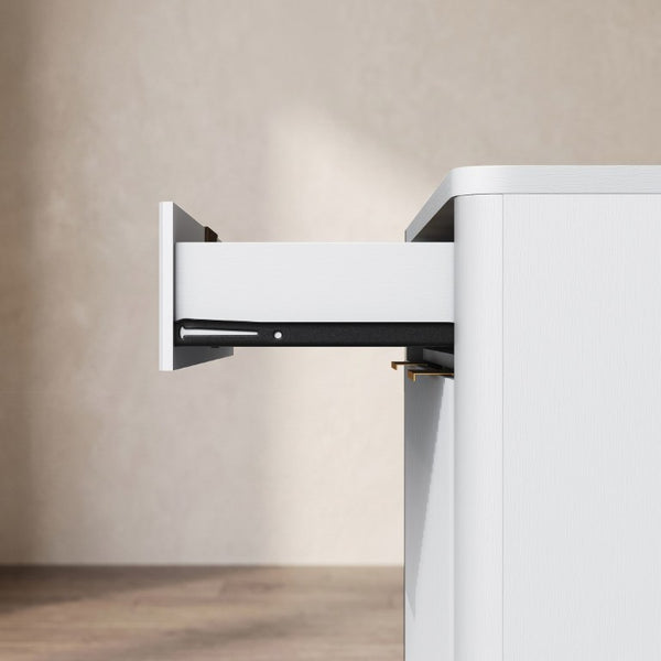 English Elm Freestanding File Cabinet with Charging Station Fluted Design and Adjustable Shelving White W5767P504629