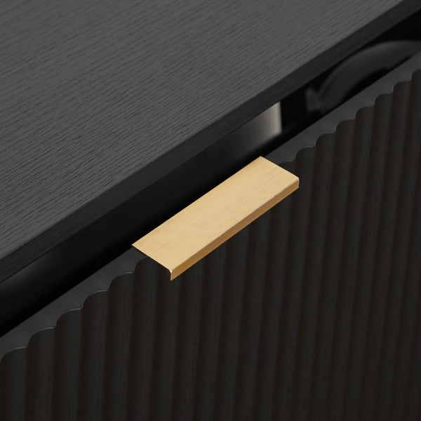English Elm Mobile File Cabinet Fluted Matte Black Rolling Office Storage with Built in Charging W5767P505041