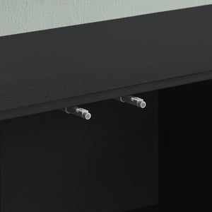 English Elm 64 Inch Wide Fluted Buffet Cabinet with Soft Close Doors for Dining and Living Rooms Black W5767P506706