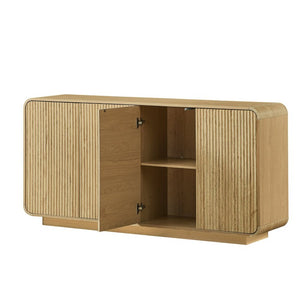 English Elm 64 Inch Fluted Sideboard with Push Open Doors Waterproof Surface for Dining Living Room W5767P506708