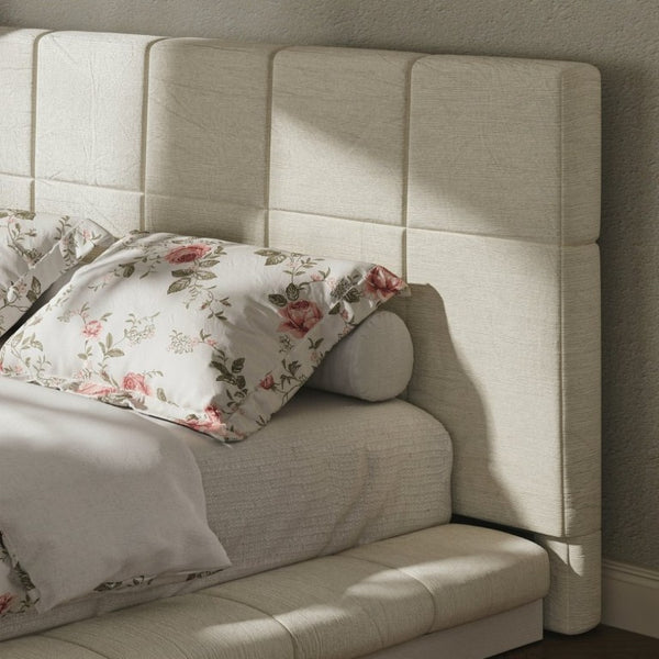 English Elm Queen Upholstered Platform Bed Square Tufted Polyester Surround No Box Spring Needed W5767P510237