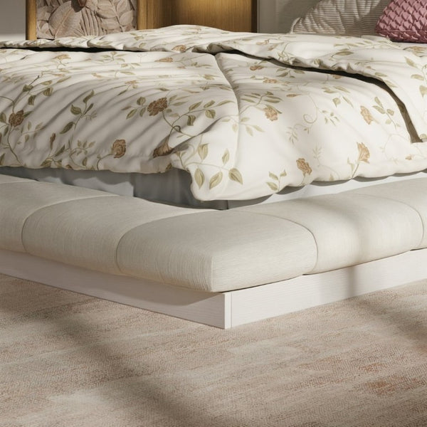 English Elm Queen Upholstered Platform Bed Square Tufted Polyester Surround No Box Spring Needed W5767P510237