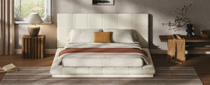 English Elm Queen Upholstered Platform Bed Square Tufted Polyester Surround No Box Spring Needed W5767P510237