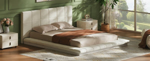 English Elm Queen Upholstered Platform Bed Square Tufted Polyester Surround No Box Spring Needed W5767P510237