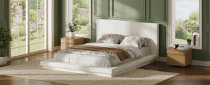 English Elm Queen Upholstered Platform Bed Low Profile Padded Surround Solid Wood Base Bedroom W5767P510238