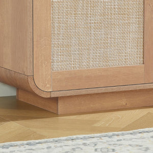 English Elm Rattan Mesh Panel Sideboard with Four Doors Warm Wood Buffet for Dining Living Room W5767P514618