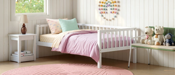 English Elm Twin Solid Pine Daybed with Three Sided Vertical Guardrails for Safe Restful Sleep W5767P515220