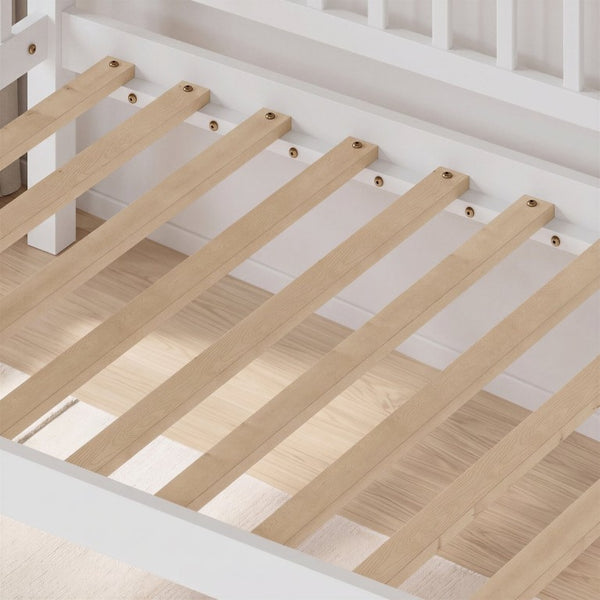 English Elm Twin Solid Pine Daybed with Three Sided Vertical Guardrails for Safe Restful Sleep W5767P515220