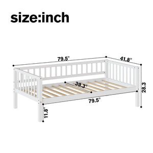 English Elm Twin Solid Pine Daybed with Three Sided Vertical Guardrails for Safe Restful Sleep W5767P515220