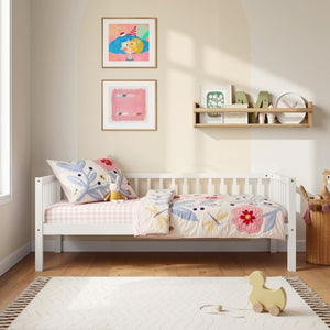 English Elm Twin Solid Pine Daybed with Three Sided Vertical Guardrails for Safe Restful Sleep W5767P515220