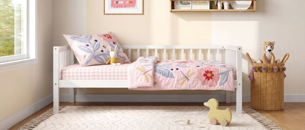 English Elm Twin Solid Pine Daybed with Three Sided Vertical Guardrails for Safe Restful Sleep W5767P515220