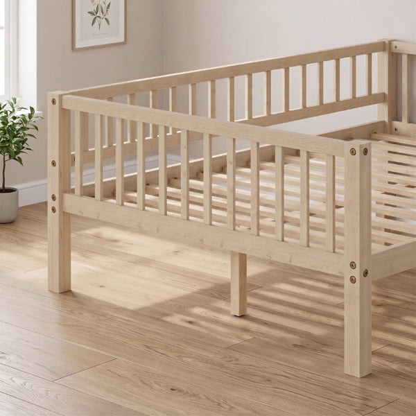 English Elm Full Size Solid Pine Daybed with Three Sided Slatted Guardrail for Guest or Kids Room W5767P515221