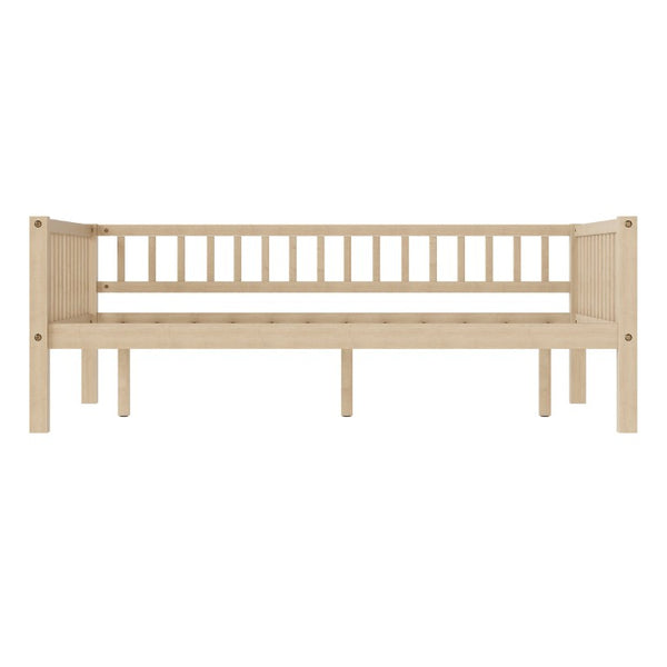 English Elm Full Size Solid Pine Daybed with Three Sided Slatted Guardrail for Guest or Kids Room W5767P515221