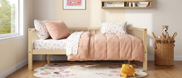 English Elm Full Size Solid Pine Daybed with Three Sided Slatted Guardrail for Guest or Kids Room W5767P515221