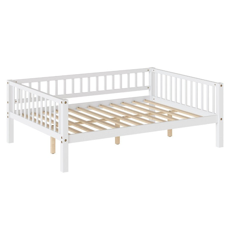 English Elm Full Size Pine Daybed with Three Sided Vertical Slat Guardrails for Guest or Kids Room W5767P515222