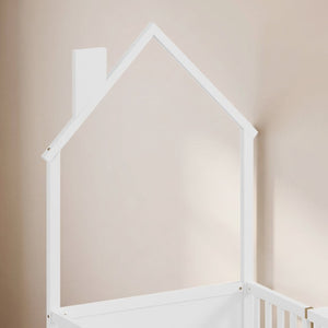 English Elm Twin and Full Solid Pine Montessori Floor Bed House Frame with Guardrails for Kids White W5767P546852