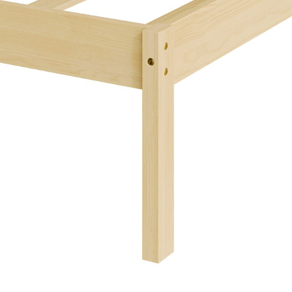 English Elm Twin Solid Pine Bed Frame with Built-In Bookshelf Headboard for Modern Bedroom Natural W5767P546859