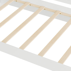 English Elm Twin Solid Pine Bed Frame with Built-In Bookshelf Headboard for Modern Bedroom White W5767P546865