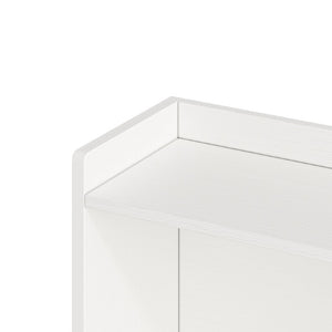 English Elm Twin Solid Pine Bed Frame with Built-In Bookshelf Headboard for Modern Bedroom White W5767P546865