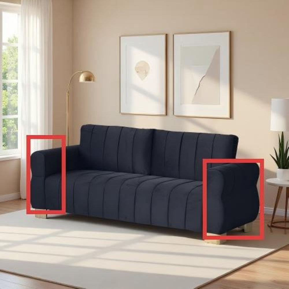 English Elm Fx-p56-fs-bk Velvet Sofa with Pleated Back and Golden Legs for Modern Living Rooms W576P256989