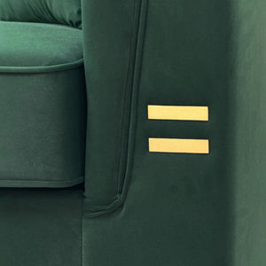 English Elm Fx-p82b-be Velvet Channel Tufted 3 Seater Sofa with Chesterfield Inspired Plush Cushioning Green W576P452397
