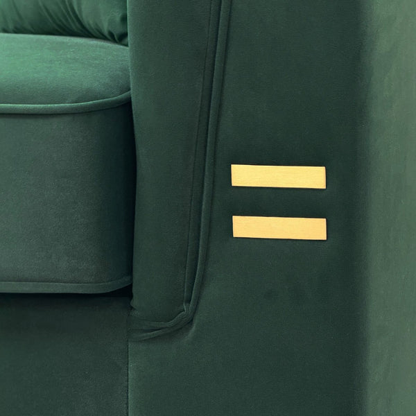 English Elm Fx-p82b-be Velvet Channel Tufted 3 Seater Sofa with Chesterfield Inspired Plush Cushioning Green W576P452397