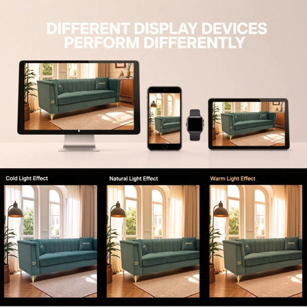 English Elm Fx-p82b-be Velvet Channel Tufted 3 Seater Sofa with Chesterfield Inspired Plush Cushioning Green W576P452397