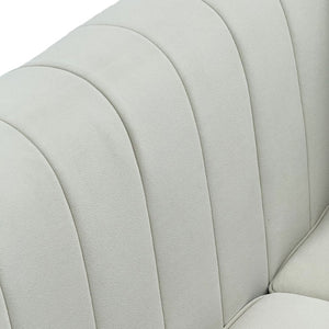 English Elm Fx-p82b-be Velvet Channel Tufted 3 Seater Sofa with Chesterfield Inspired Plush Cushioning Beige W576P452399