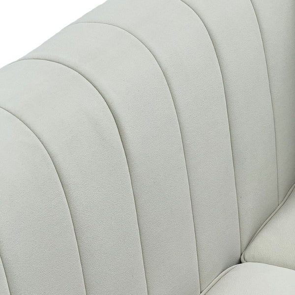 English Elm Fx-p82b-be Velvet Channel Tufted 3 Seater Sofa with Chesterfield Inspired Plush Cushioning Beige W576P452399