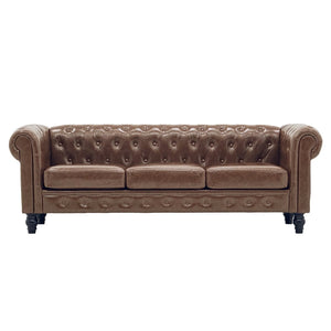 English Elm Fx-p80pb-pubr Button Tufted Sofa Pu Leather Plush Seat Traditional Living Room W576P513112
