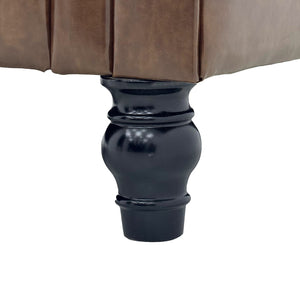 English Elm Fx-p80pb-pubr Button Tufted Sofa Pu Leather Plush Seat Traditional Living Room W576P513112