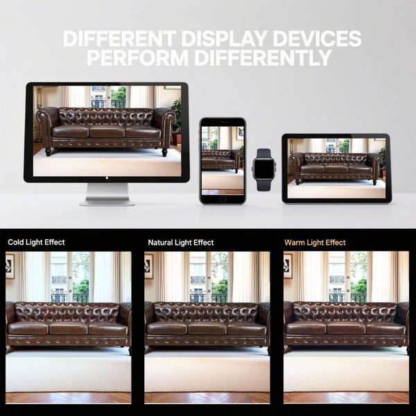 English Elm Fx-p80pb-pubr Button Tufted Sofa Pu Leather Plush Seat Traditional Living Room W576P513112