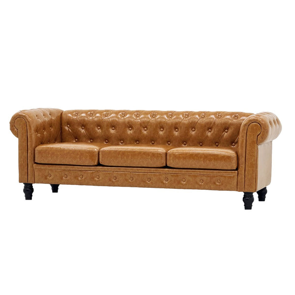 English Elm Fx-p80pb-pulb Pleated Upholstered Sofa with Solid Wood Frame for Living Rooms W576P513114