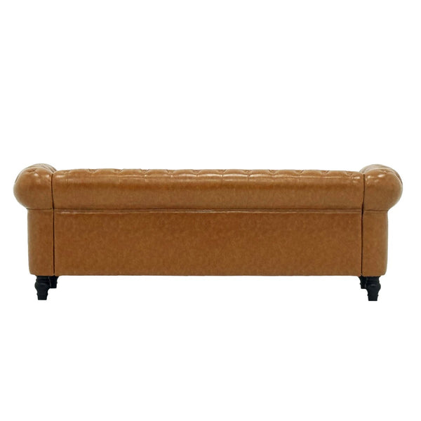 English Elm Fx-p80pb-pulb Pleated Upholstered Sofa with Solid Wood Frame for Living Rooms W576P513114