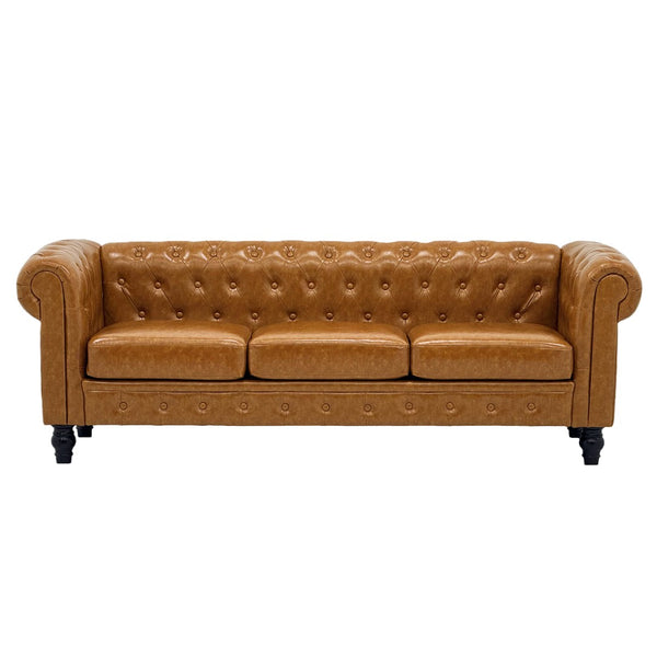 English Elm Fx-p80pb-pulb Pleated Upholstered Sofa with Solid Wood Frame for Living Rooms W576P513114