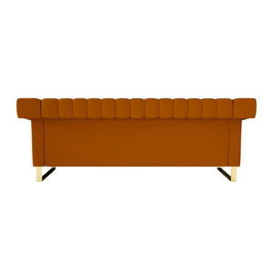 English Elm Fx-P81b-Or(834-18 Velvet Chesterfield Sofa with Channel Tufting and Gold Leg Glam W576P523050