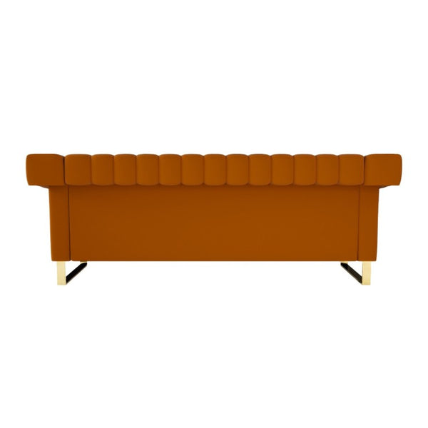 English Elm Fx-P81b-Or(834-18 Velvet Chesterfield Sofa with Channel Tufting and Gold Leg Glam W576P523050