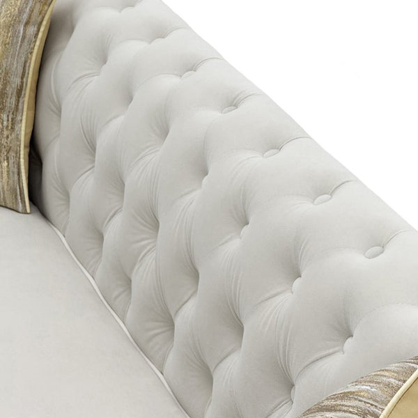 English Elm Fx-P31-Cw Chesterfield Sofa Button Tufted Three Seat Couch with Rolled Arms Solid Wood Legs W576P531269