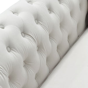 English Elm Fx-P31-Cw Chesterfield Sofa Button Tufted Three Seat Couch with Rolled Arms Solid Wood Legs W576P531269