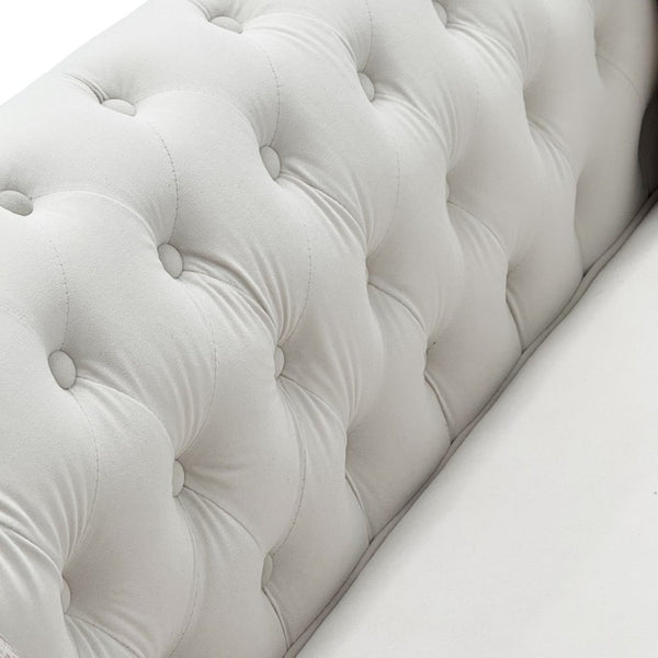 English Elm Fx-P31-Cw Chesterfield Sofa Button Tufted Three Seat Couch with Rolled Arms Solid Wood Legs W576P531269